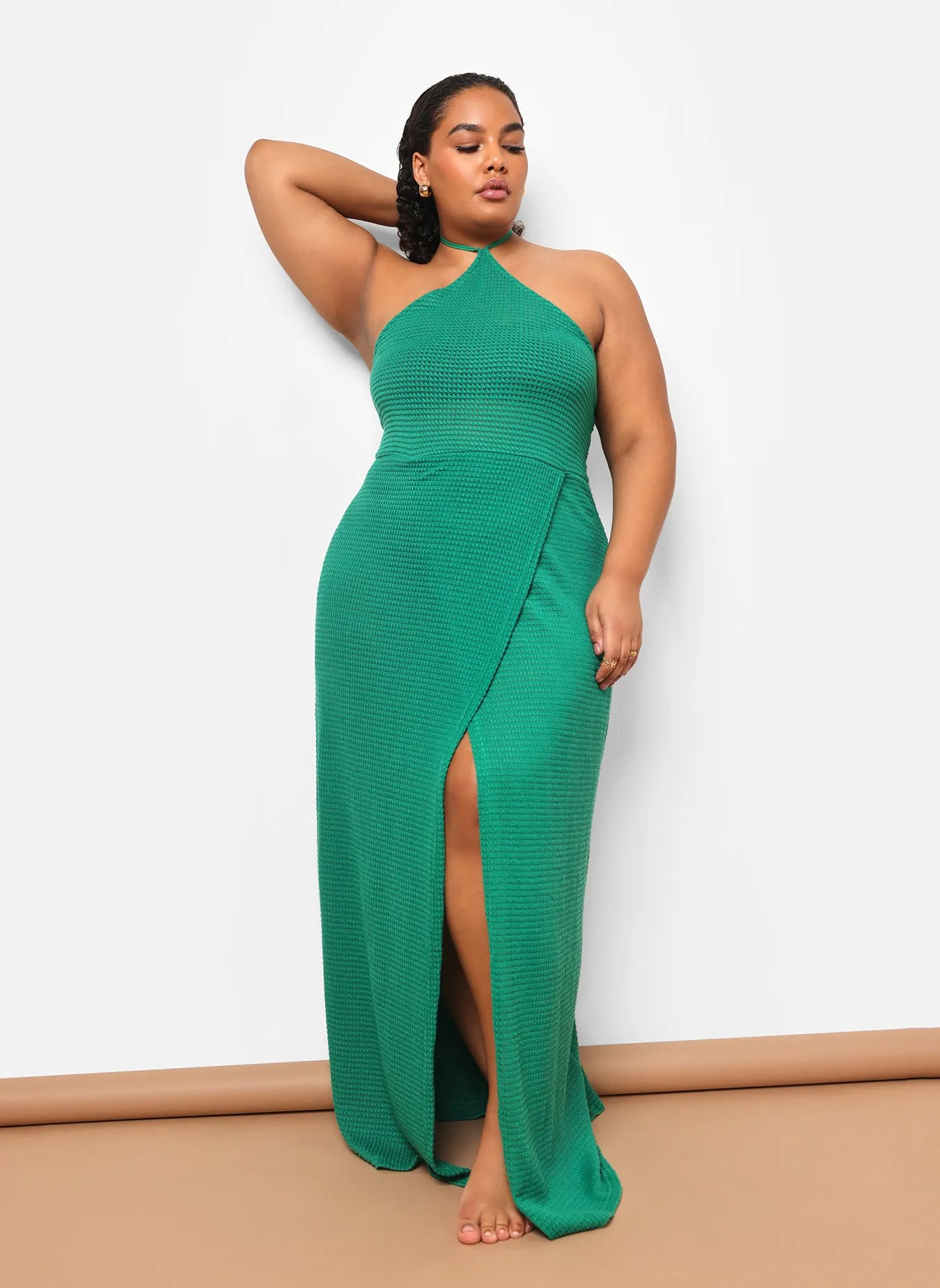 Rayn Knit Tie Halter Maxi Dress sold by Rebdolls