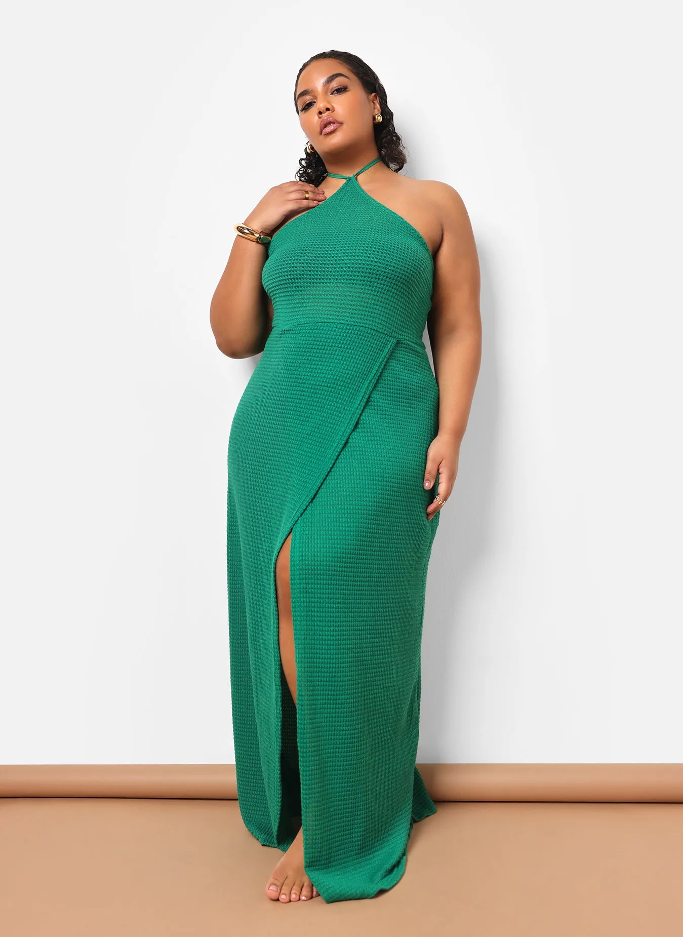 Rayn Knit Tie Halter Maxi Dress sold by Rebdolls product image thumbnail 2