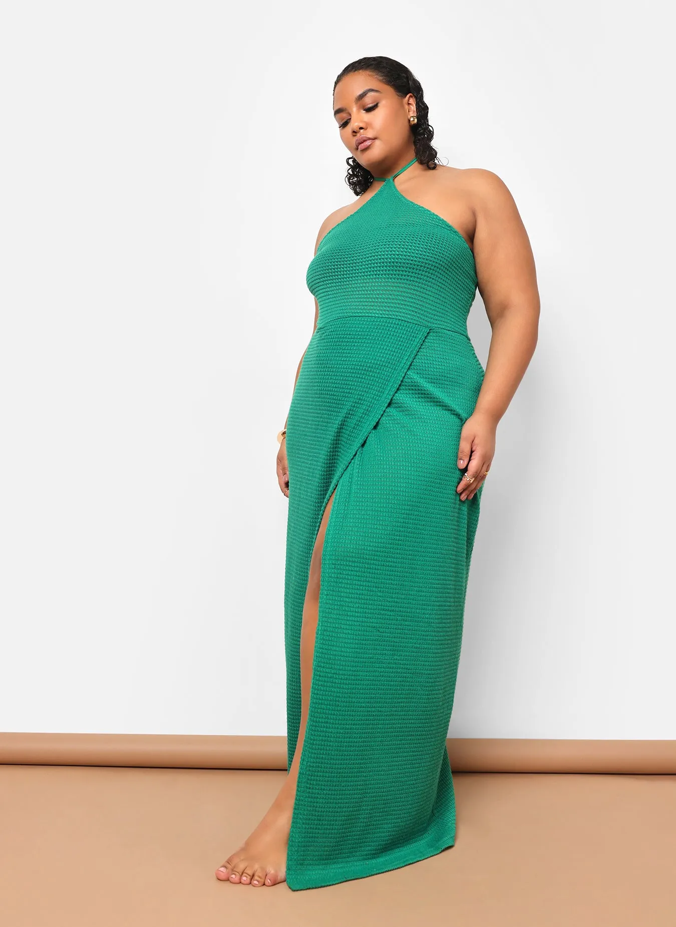 Rayn Knit Tie Halter Maxi Dress sold by Rebdolls product image thumbnail 5