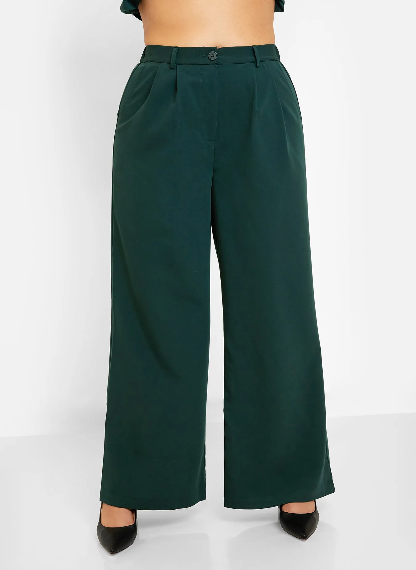 Office Babe Wide Leg Trousers - Forest Green sold by Rebdolls product image thumbnail 3