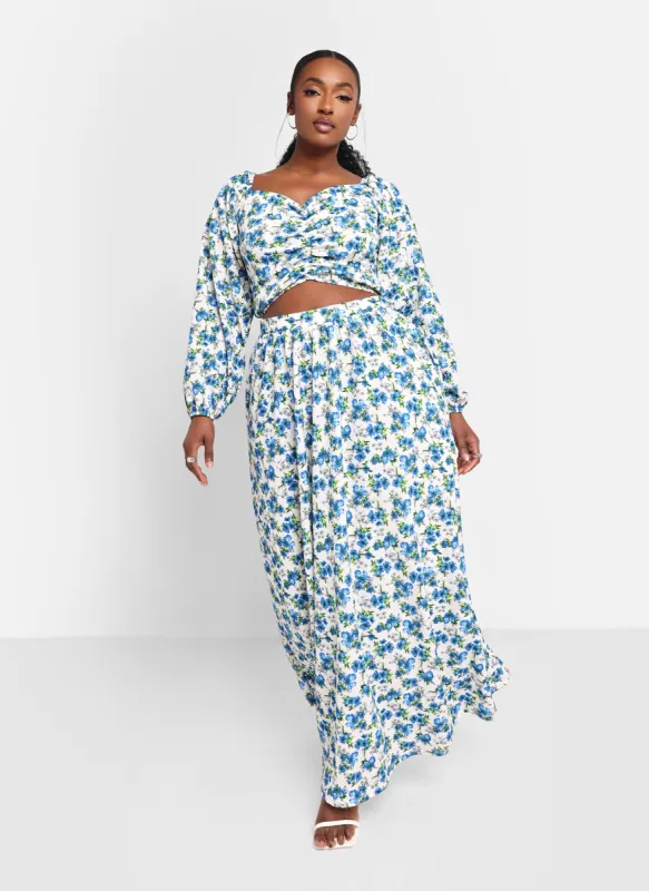 Clara Floral Maxi Skater Skirt W. Pockets sold by Rebdolls