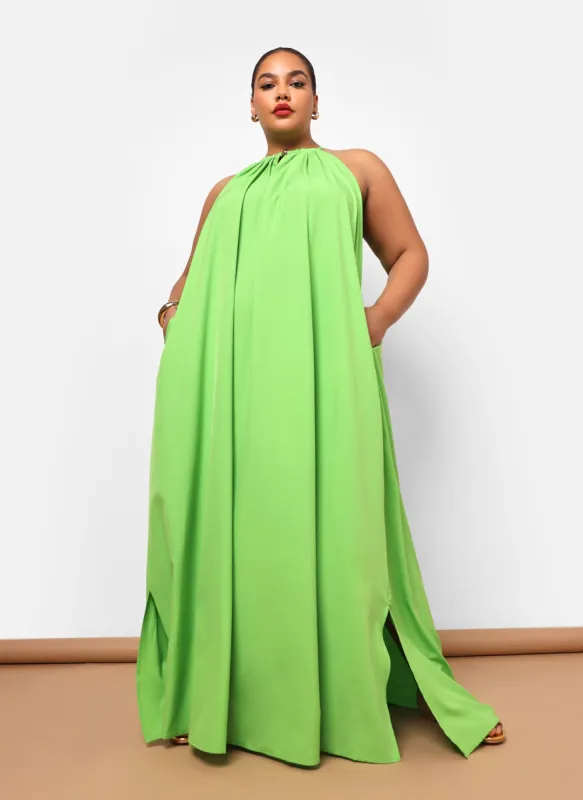 Ada Halter Maxi Shift Dress - Neon Green sold by Rebdolls