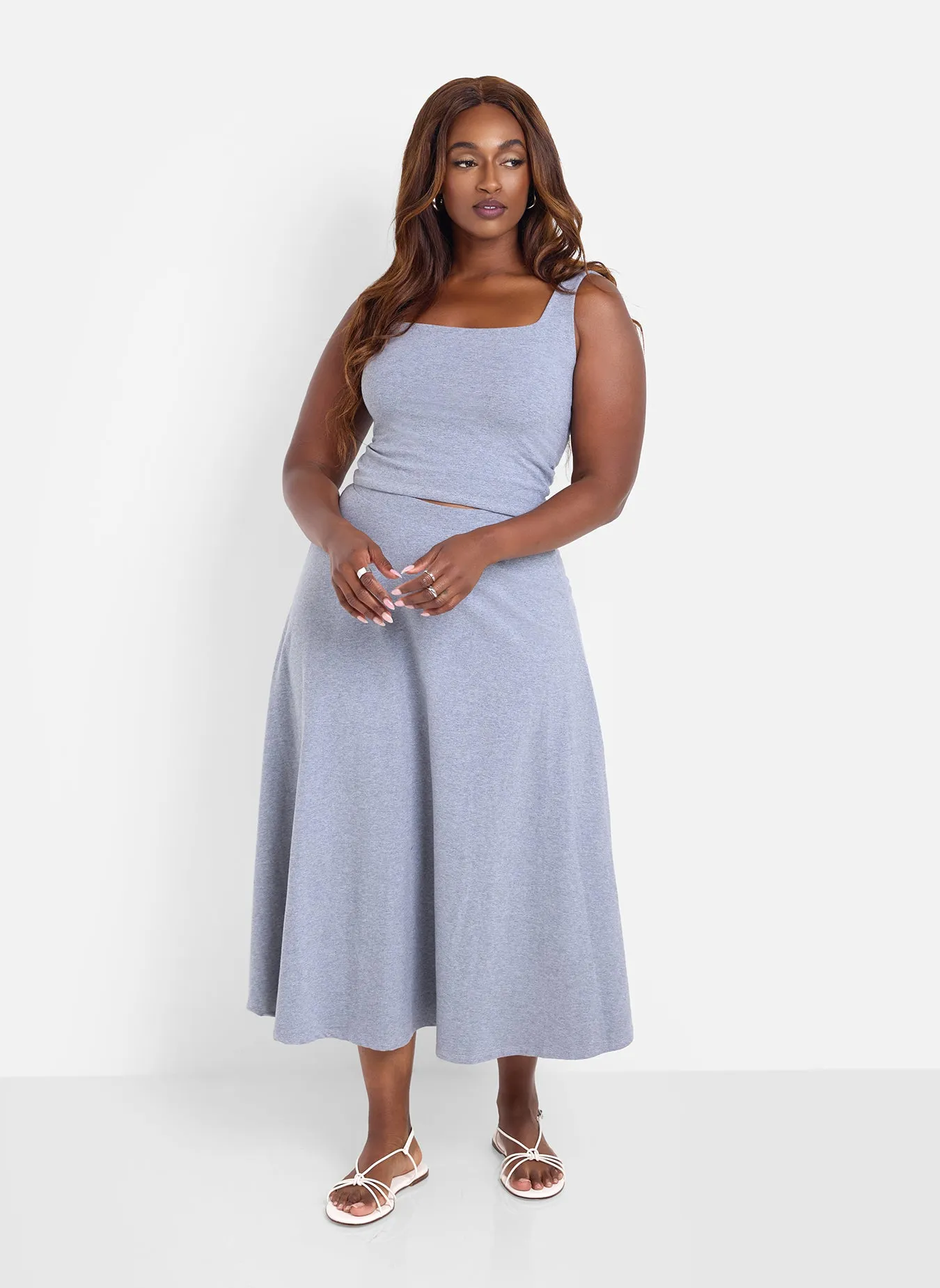 Essential A-Line Midi Skirt - Grey sold by Rebdolls product image thumbnail 2