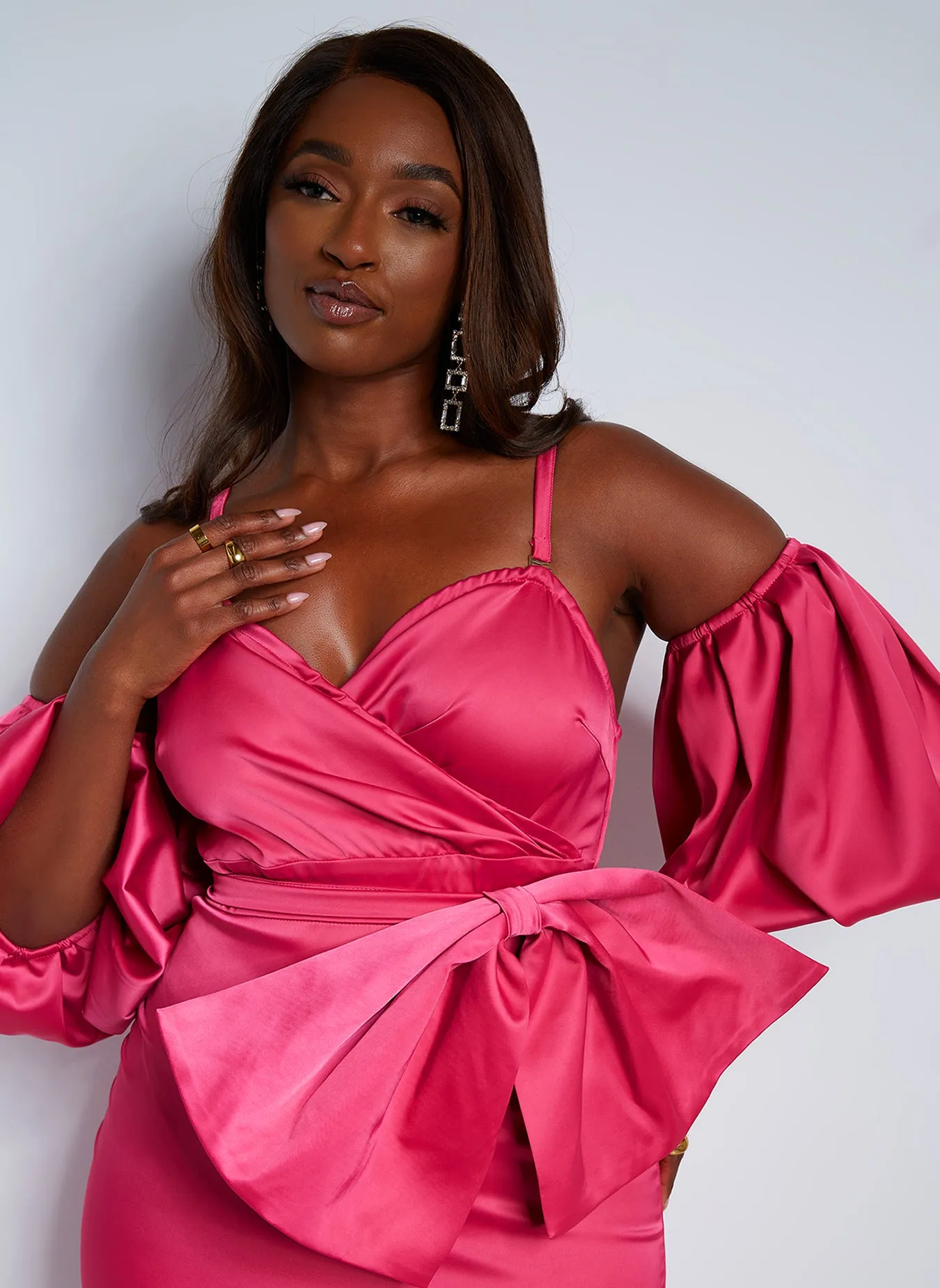 Micaela Satin Multiway Midi Bodycon Dress sold by Rebdolls product image thumbnail 4