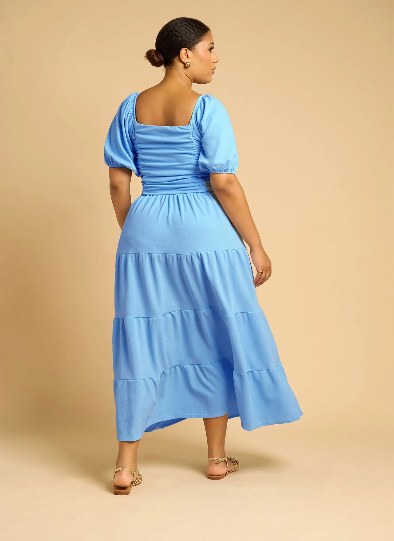 Lana Ruched Skater Tiered Maxi Dress - Blue sold by Rebdolls product image thumbnail 5