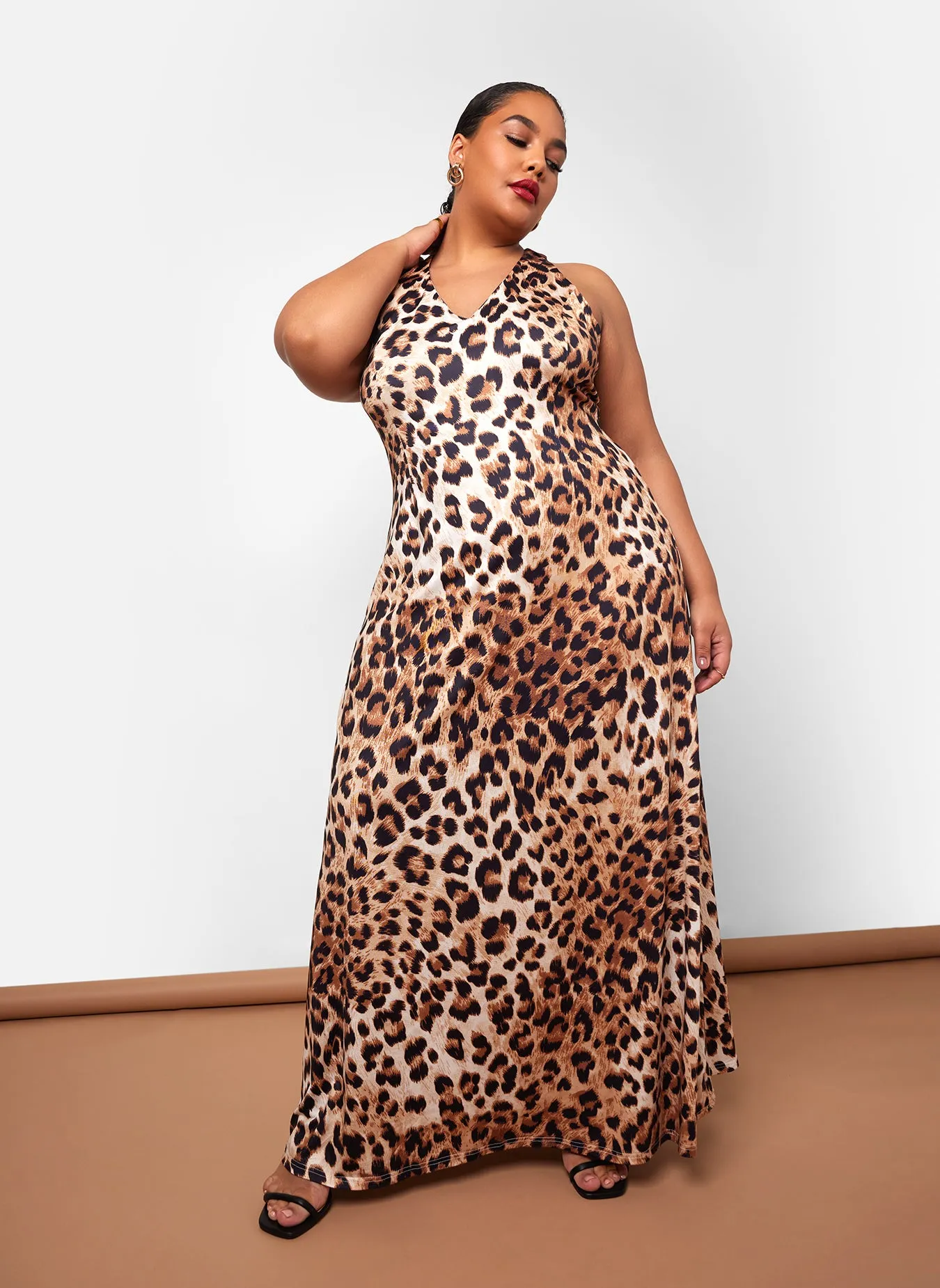 Yasmeen Leopard Open Back Maxi Slip Dress sold by Rebdolls product image thumbnail 4