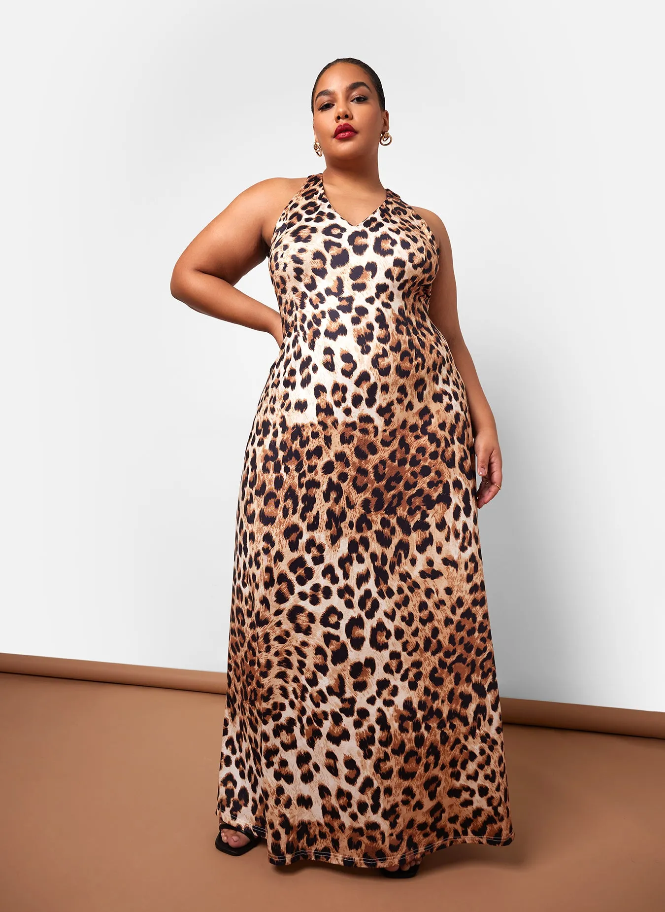 Yasmeen Leopard Open Back Maxi Slip Dress sold by Rebdolls product image thumbnail 2