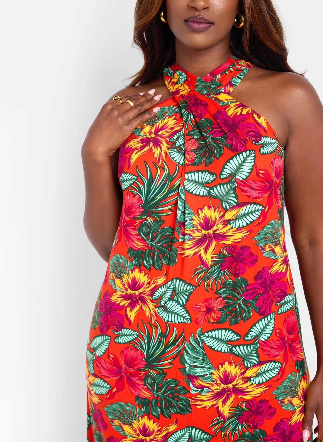 Beach Stroll Halter Slip Maxi Dress - Red sold by Rebdolls product image thumbnail 3