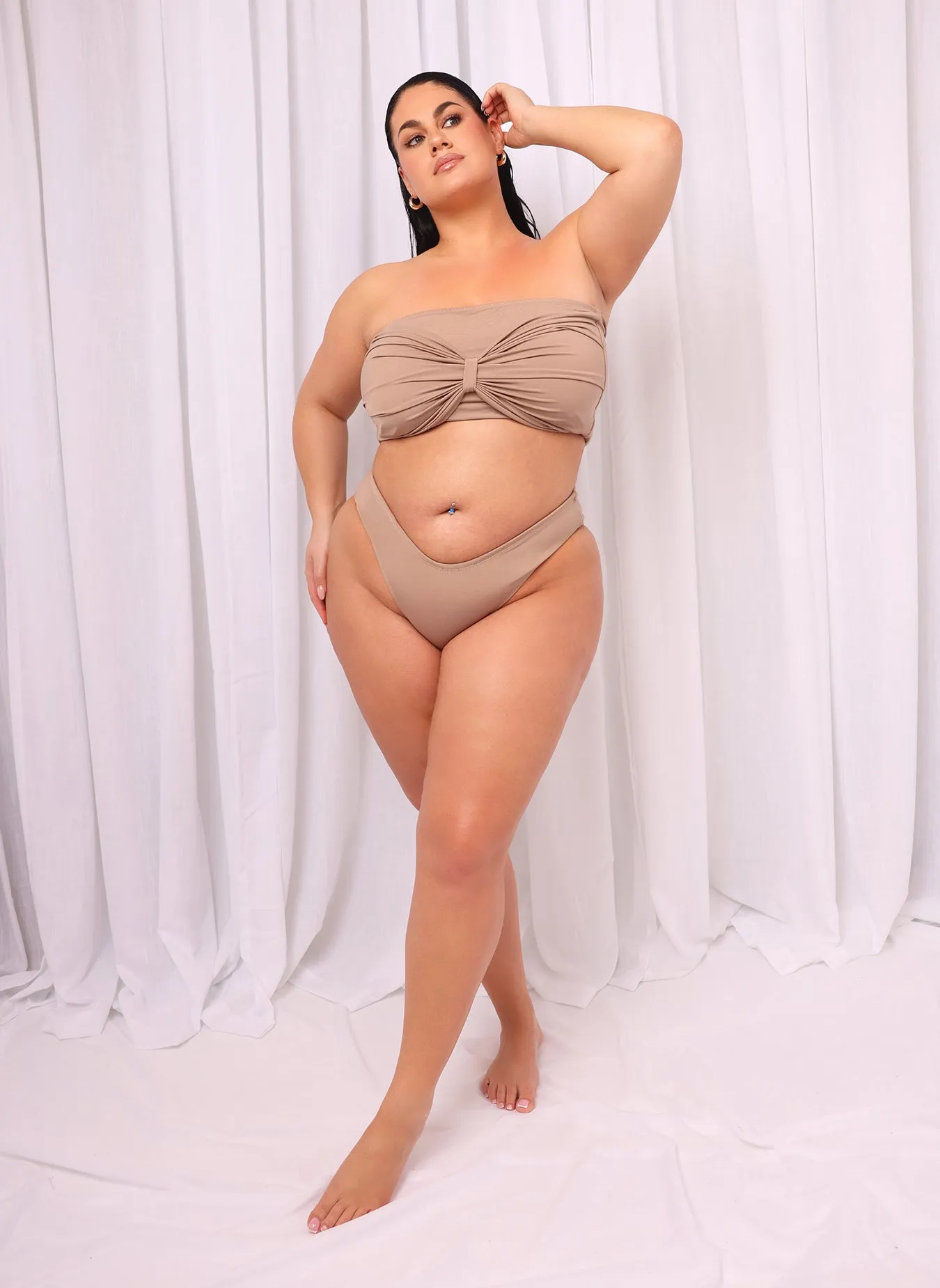 Danica Brazilian Cut Swim Bottom - Taupe sold by Rebdolls