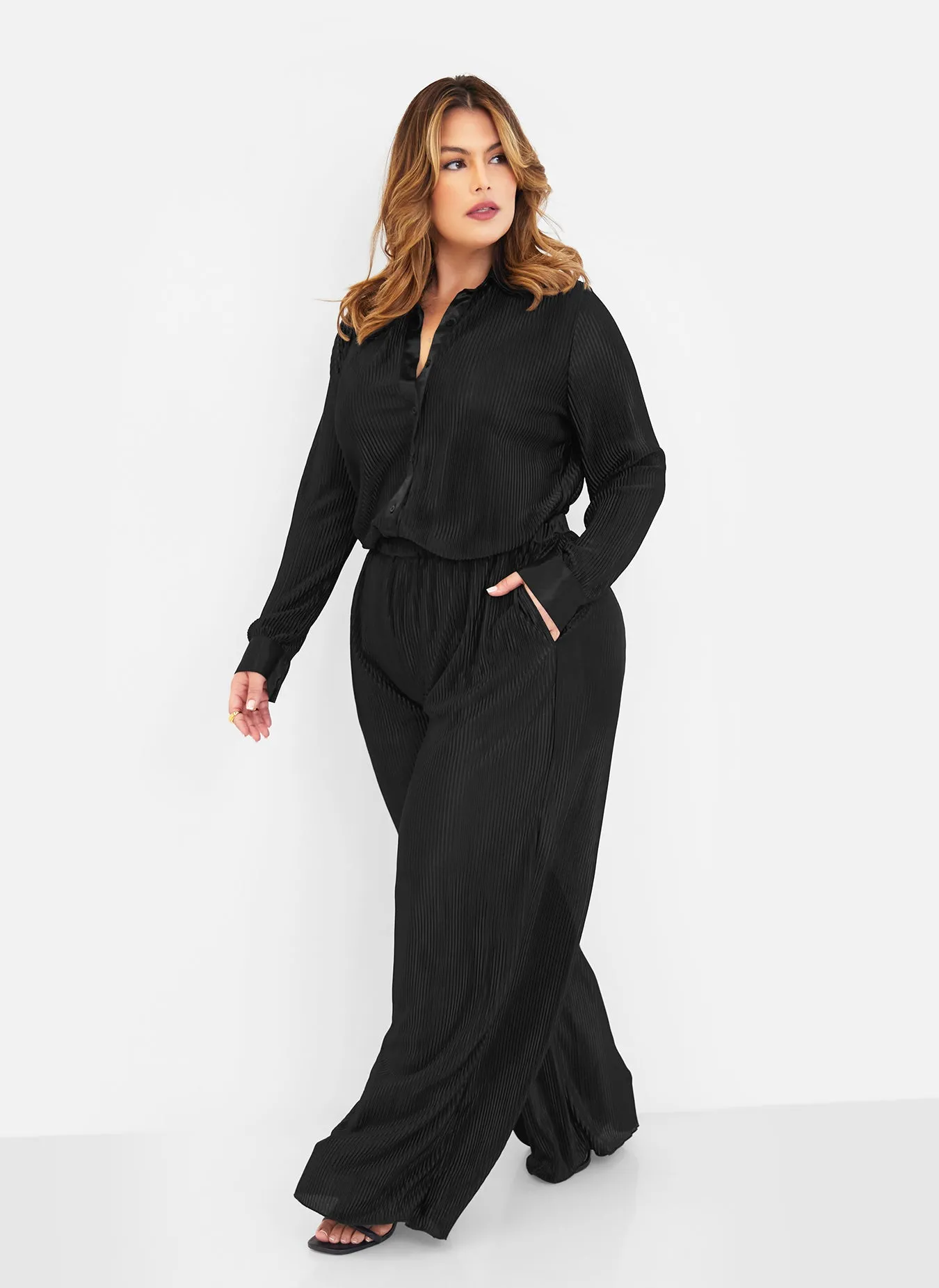 Jamila Plisse Wide Leg Pants - Black sold by Rebdolls product image thumbnail 3