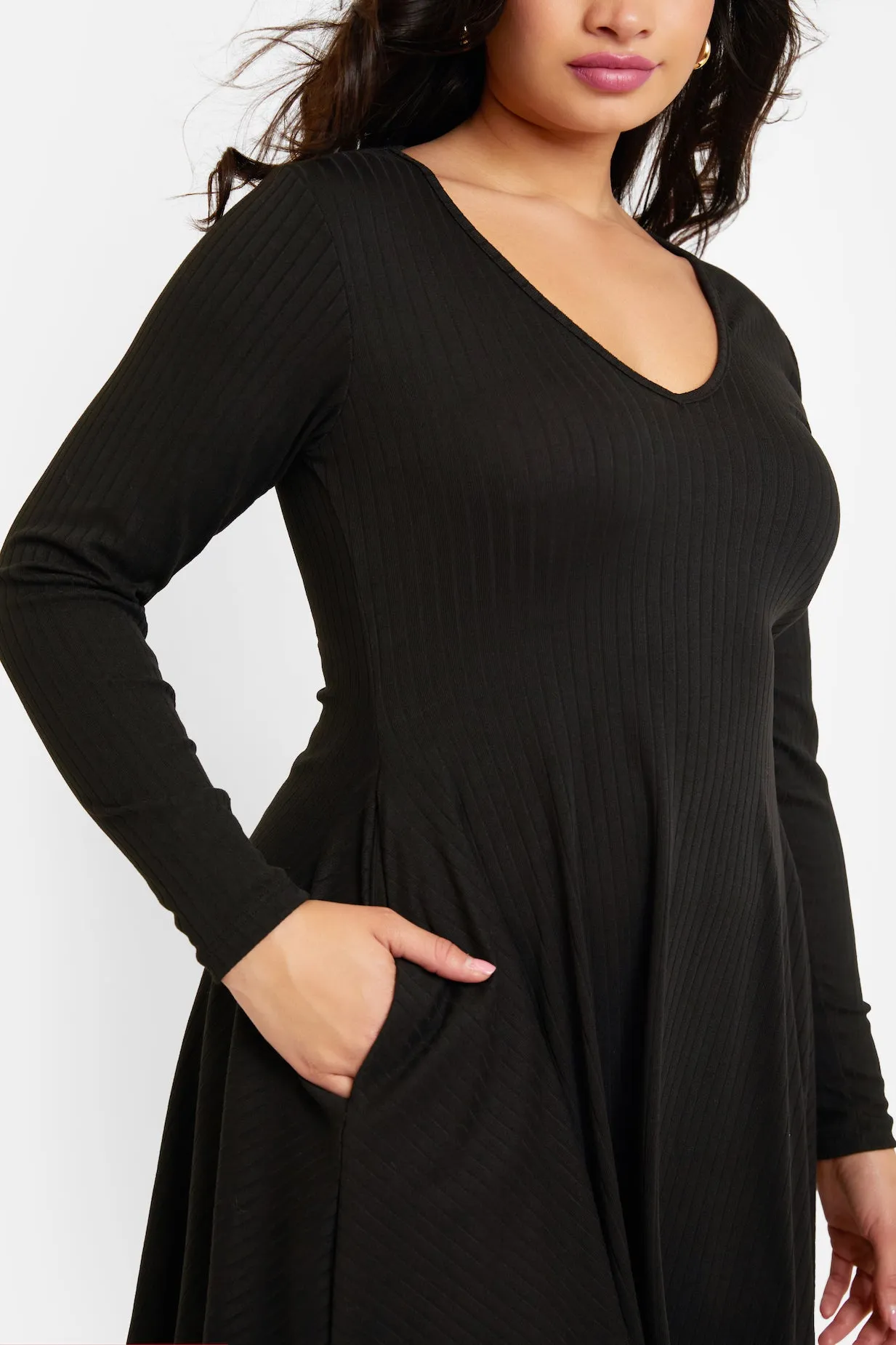 Essential Ribbed Scoop Neck Mini Skater Dress sold by Rebdolls product image thumbnail 3