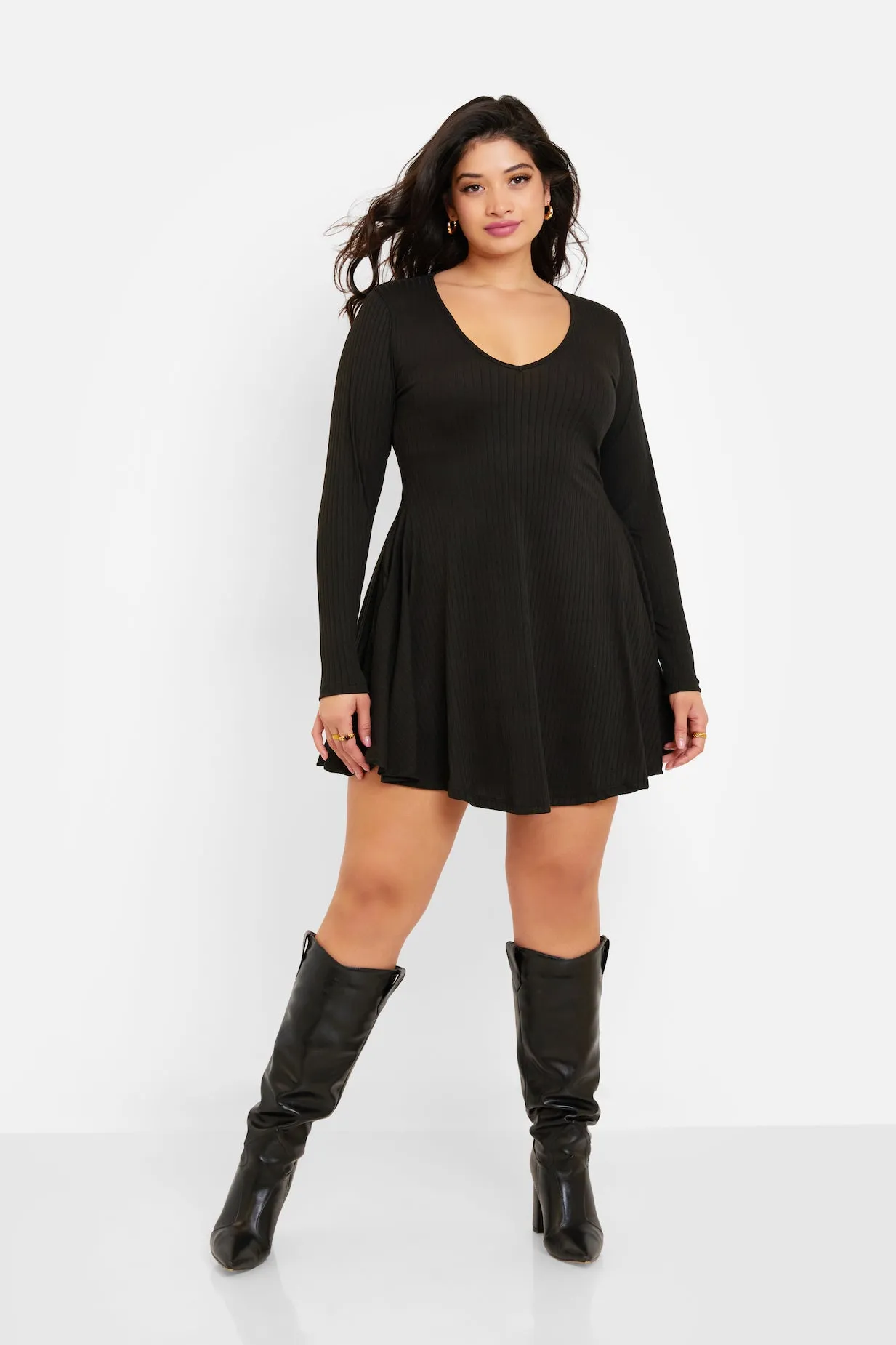 Essential Ribbed Scoop Neck Mini Skater Dress sold by Rebdolls product image thumbnail 2