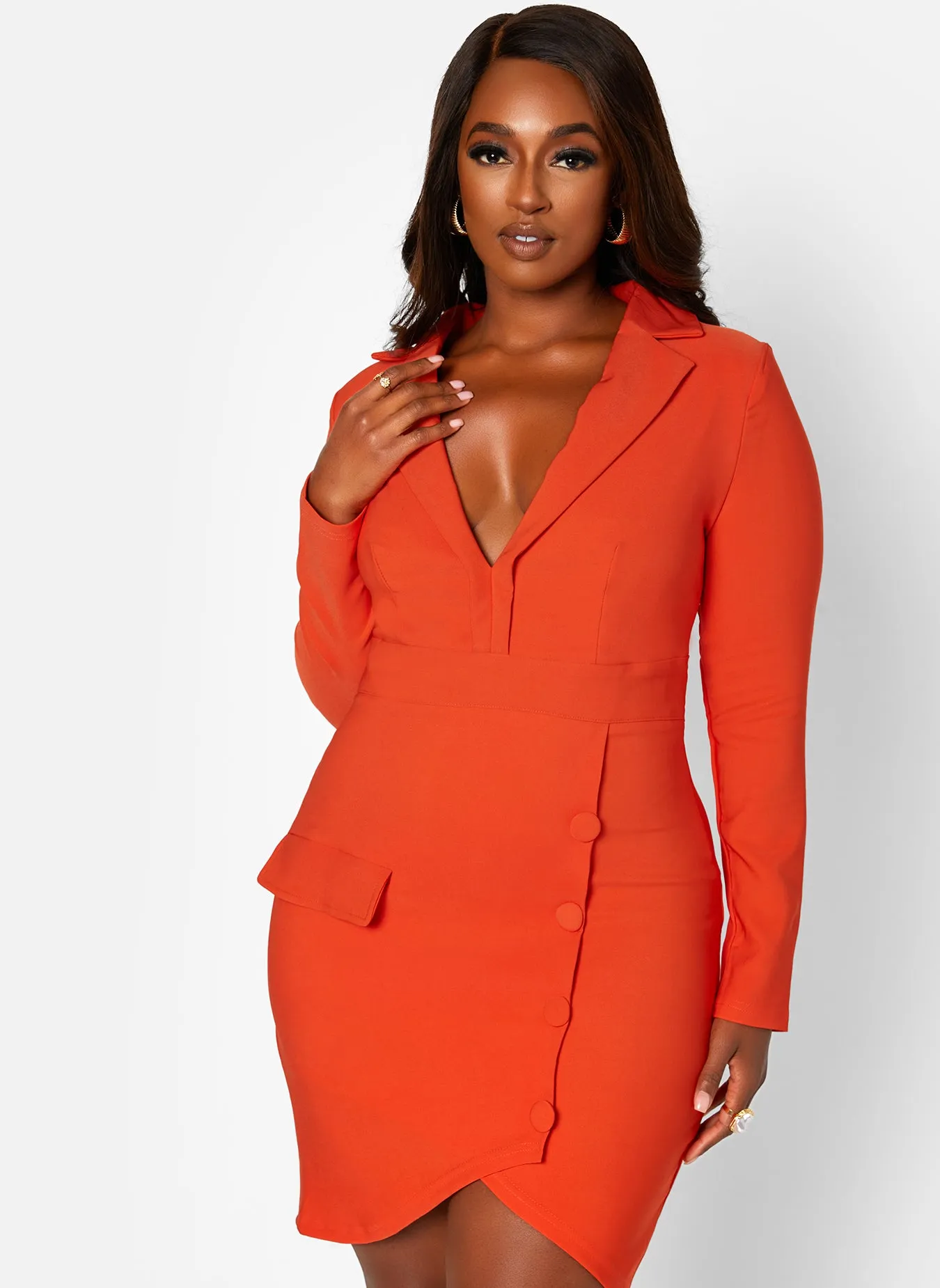 Main Event Bandage Button Detail Mini Bodycon Dress sold by Rebdolls product image thumbnail 2