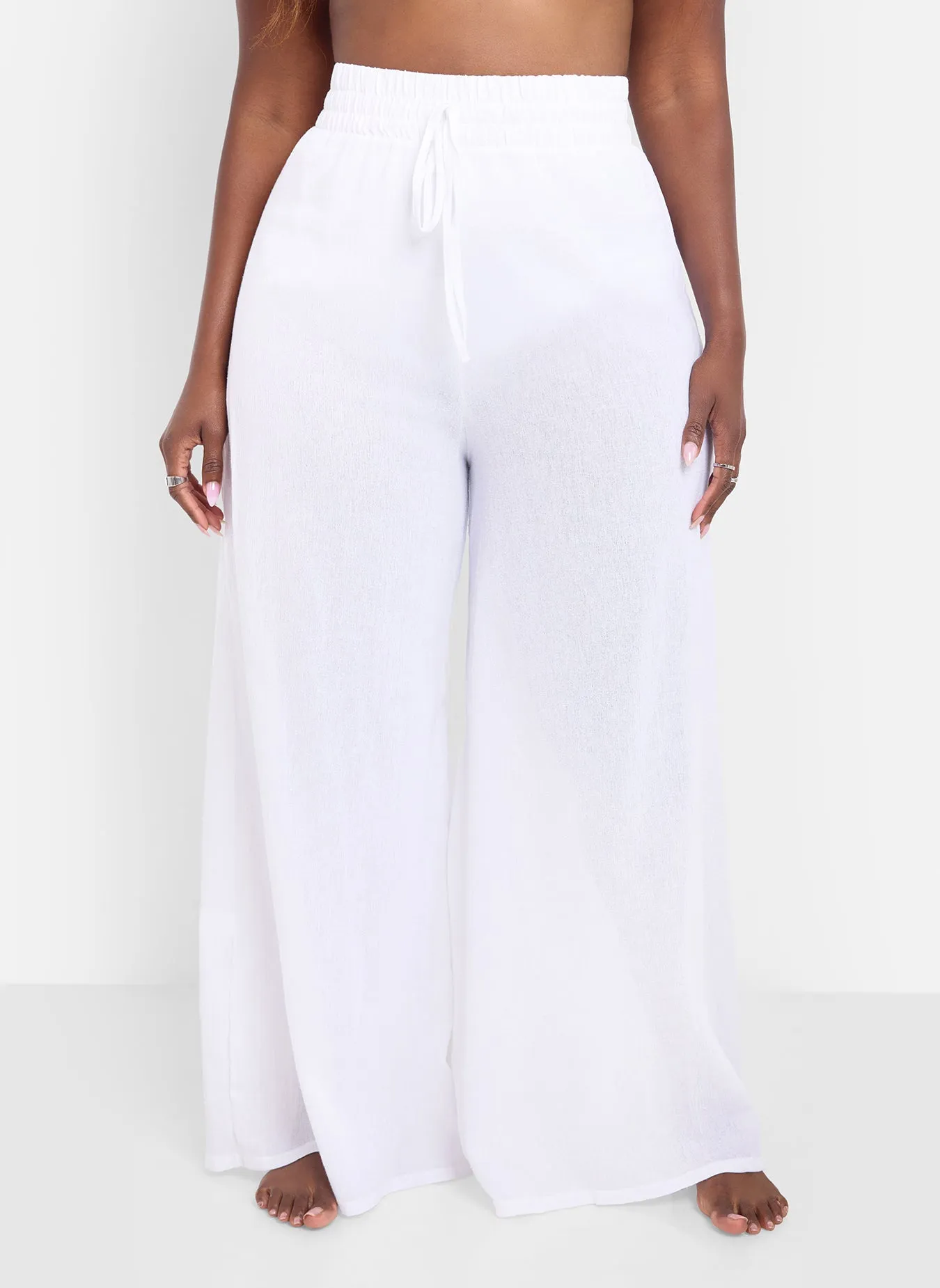 Ivory Sheer Wide Leg Coverup Pants sold by Rebdolls product image thumbnail 3