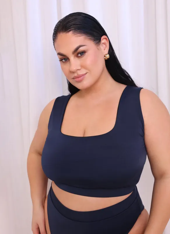 Essential Square Neck Swim Top - Navy sold by Rebdolls