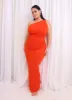 Kiyana Slinky Ruched Maxi Bodycon Skirt - Persimmon sold by Rebdolls