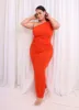 Kiyana Slinky Ruched Maxi Bodycon Skirt - Persimmon sold by Rebdolls