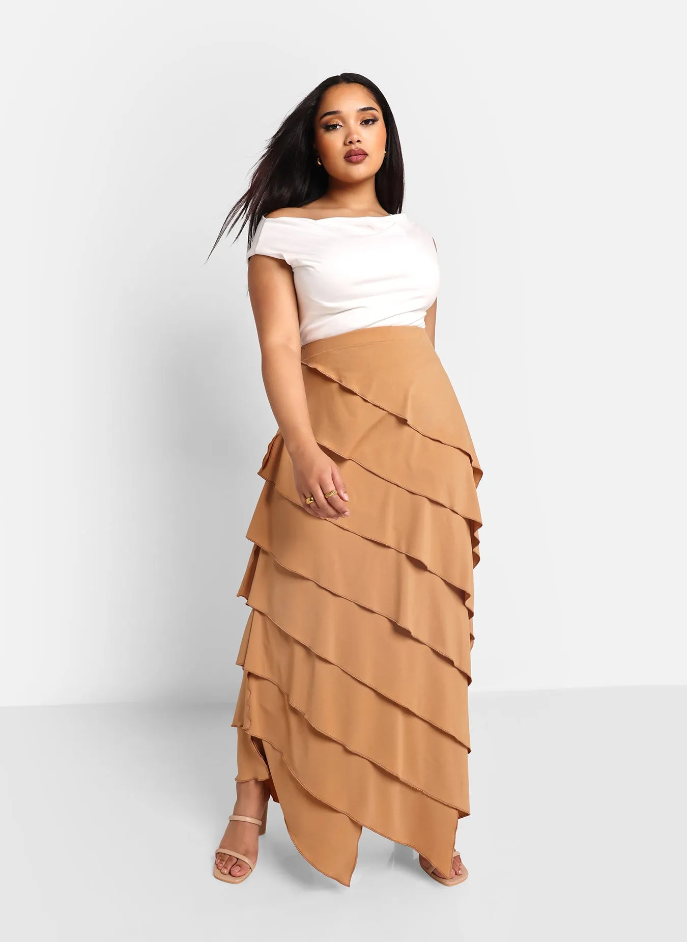 Amanda Ruffle Maxi Bodycon Skirt - Brown sold by Rebdolls product image thumbnail 4