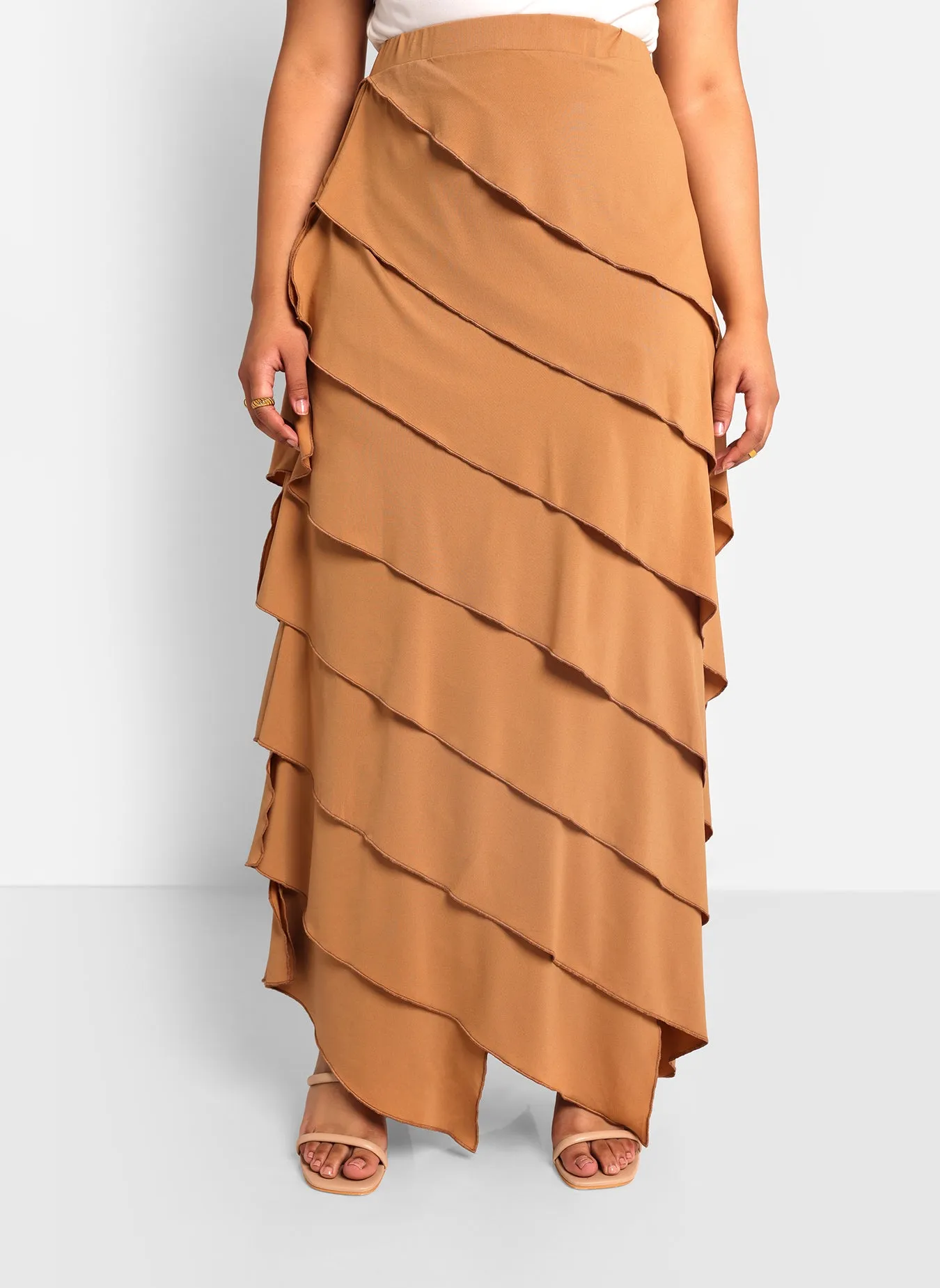Amanda Ruffle Maxi Bodycon Skirt - Brown sold by Rebdolls product image thumbnail 3