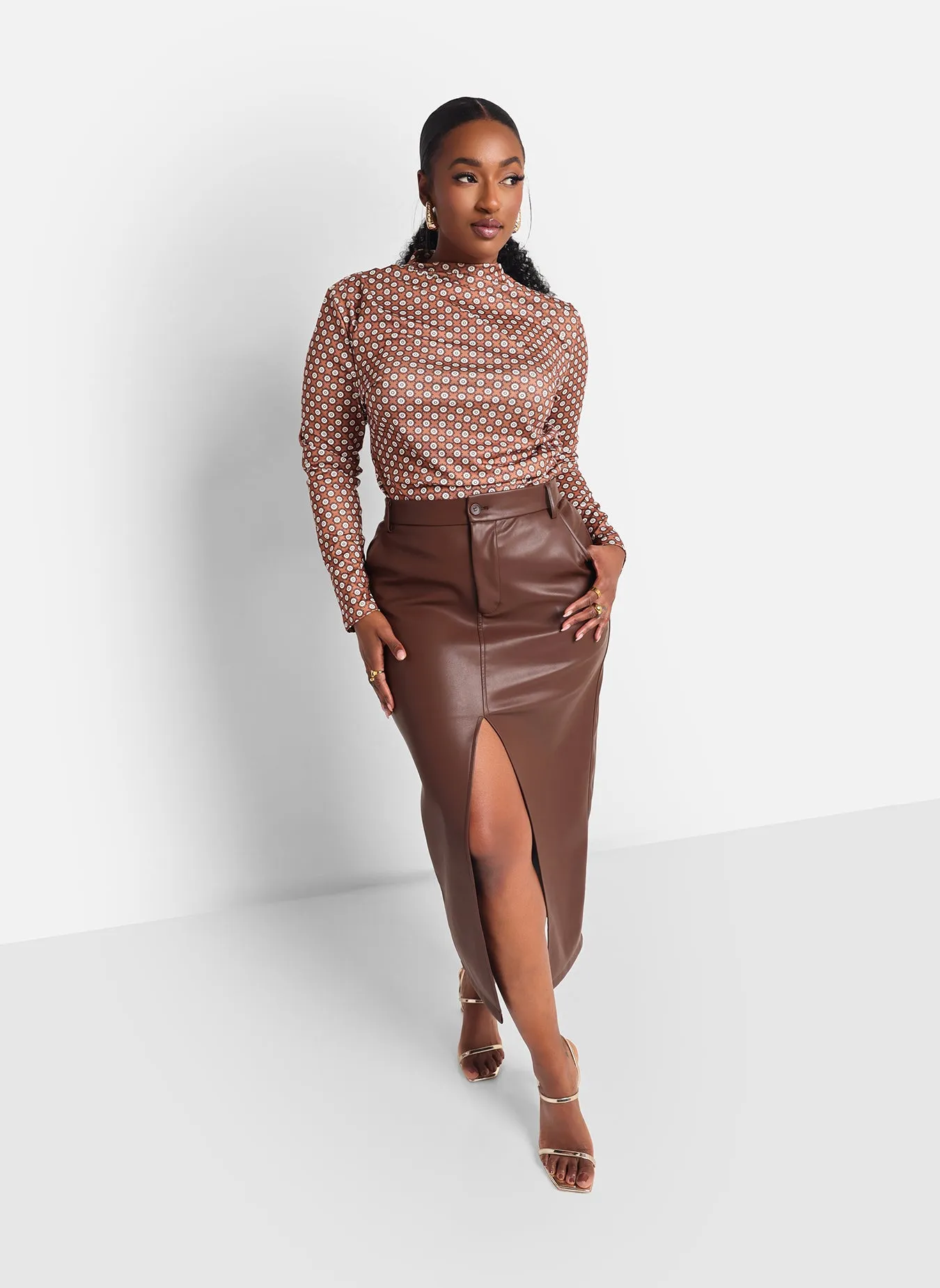 Daisy Floral Print Ruched Mock Neck Top sold by Rebdolls product image thumbnail 2