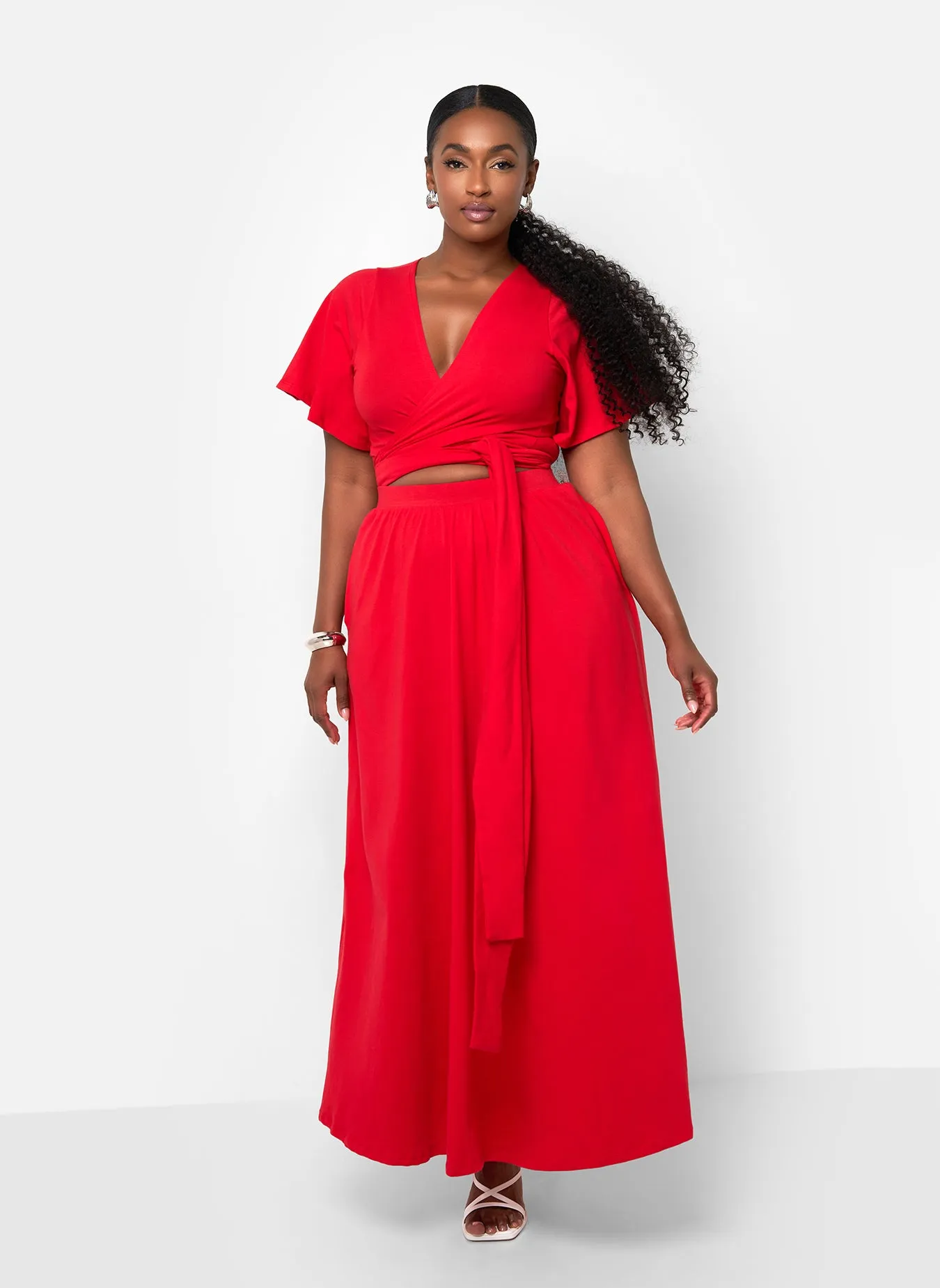 Big Risk Wrap Around Kimono Crop Top - Red sold by Rebdolls product image thumbnail 2