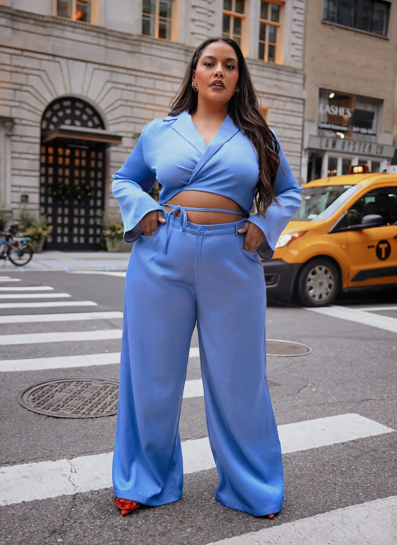 Jorja Wide Leg Trouser W. Pockets - Light Blue sold by Rebdolls