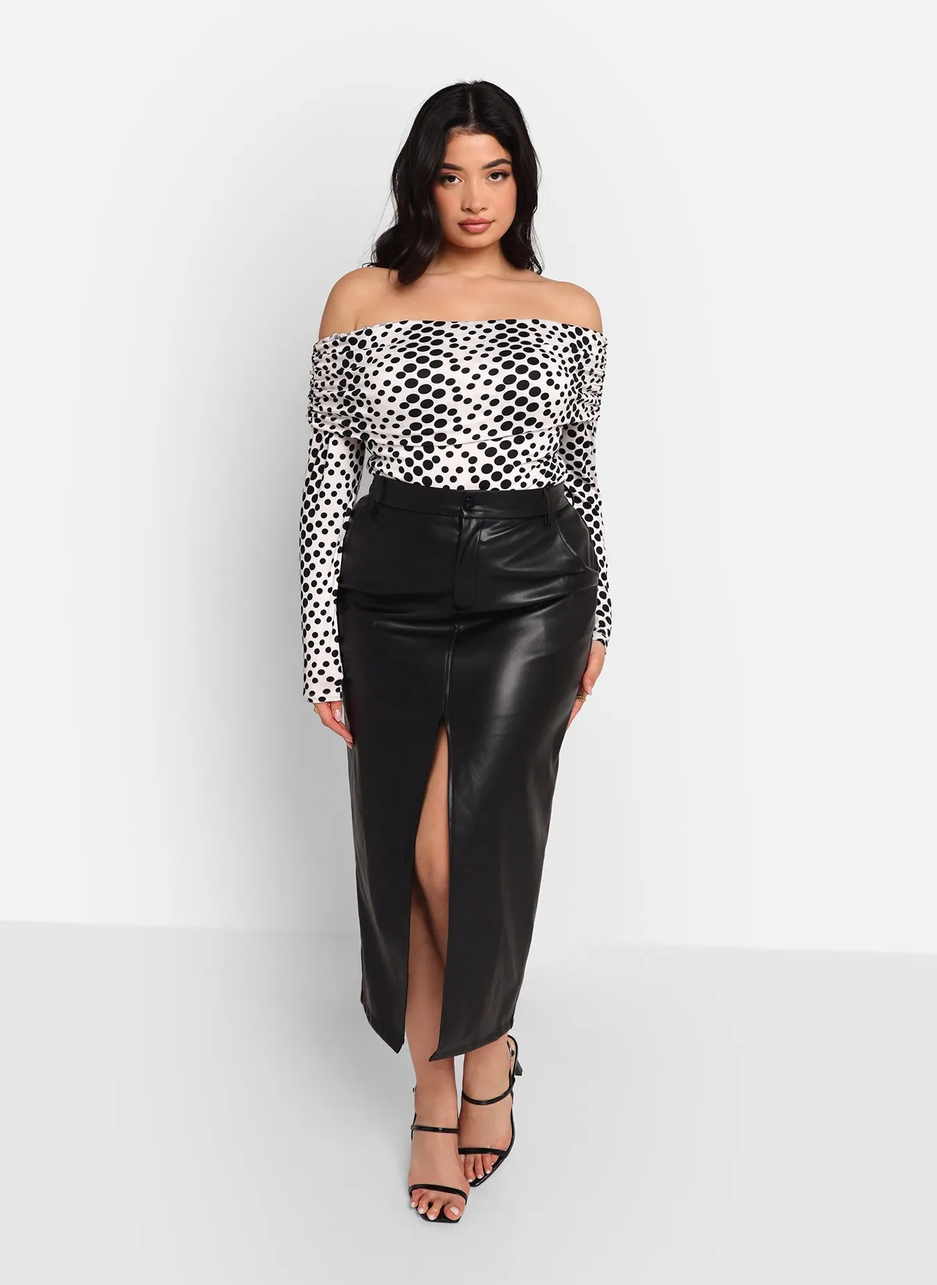 Gabby Polka Dot Overlay Long Sleeve Top sold by Rebdolls product image thumbnail 2