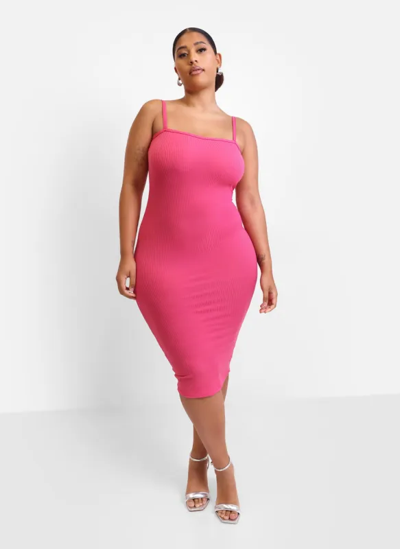 Perfect Ending Light Weight Ribbed Bodycon Midi Dress - Bubblegum Pink sold by Rebdolls