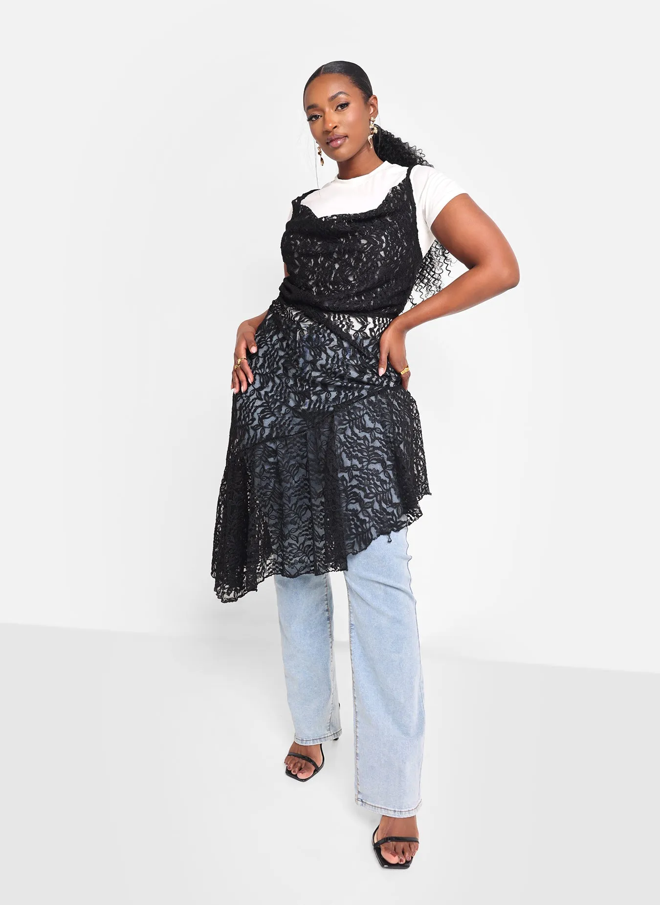 Kaia Lace Ruffle Hem Midi Bodycon Dress sold by Rebdolls product image thumbnail 2