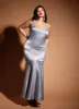 Aurelia Satin Mermaid Maxi Bodycon Dress - Platinum sold by Rebdolls