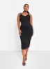 Essential V Neck Midi Bodycon Dress - Black sold by Rebdolls