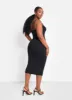 Essential V Neck Midi Bodycon Dress - Black sold by Rebdolls