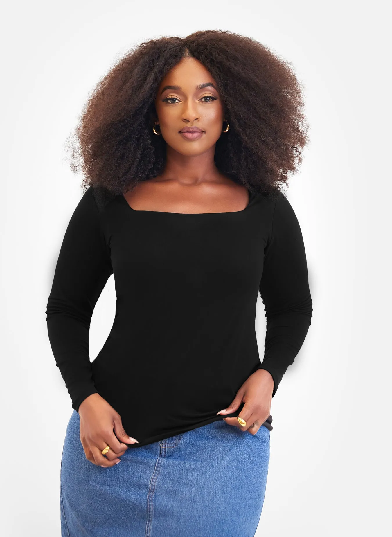 Essential Square Neck Long Sleeve Top sold by Rebdolls product image thumbnail 5