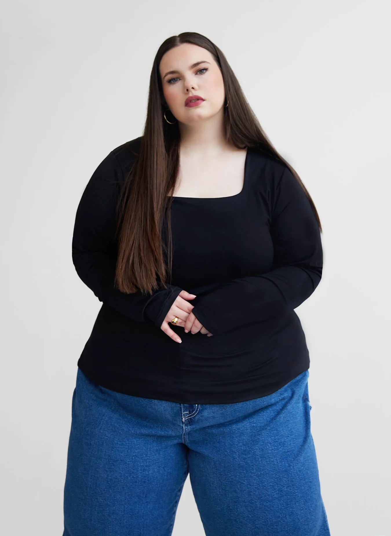 Essential Square Neck Long Sleeve Top sold by Rebdolls