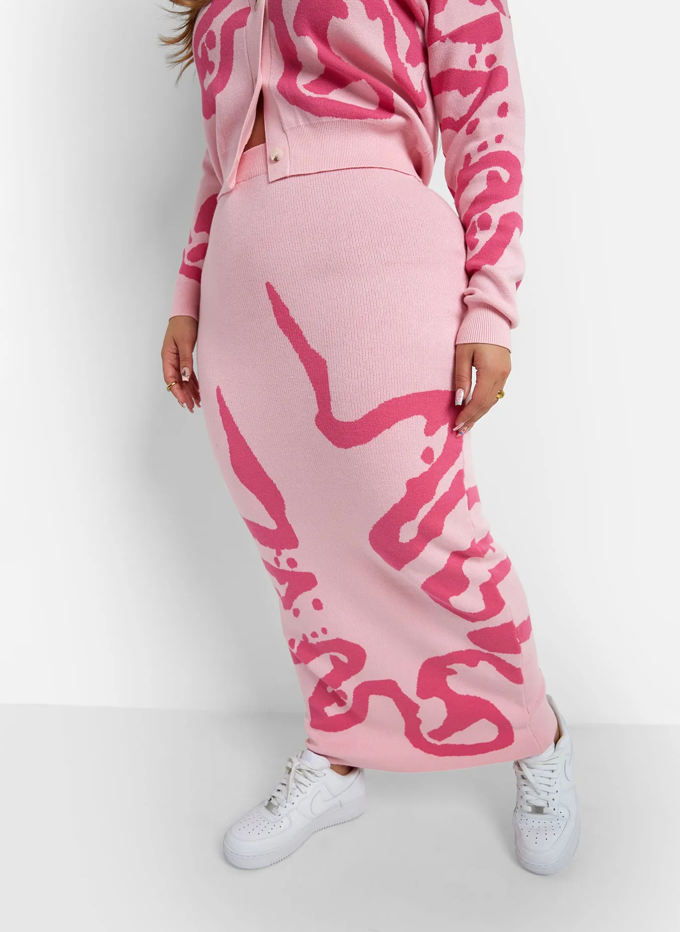 Lady Knit Abstract Print Maxi Bodycon Skirt sold by Rebdolls product image thumbnail 3