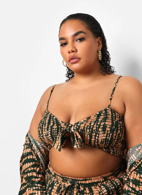 Kadijah Abstract Print Smocked Crop Top sold by Rebdolls