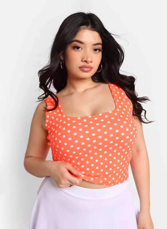 Maisie Polka Dot Crop Top - Neon Orange sold by Rebdolls