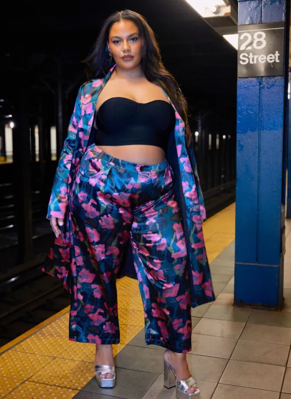 Venus Floral Print Satin Cigarette Pants sold by Rebdolls