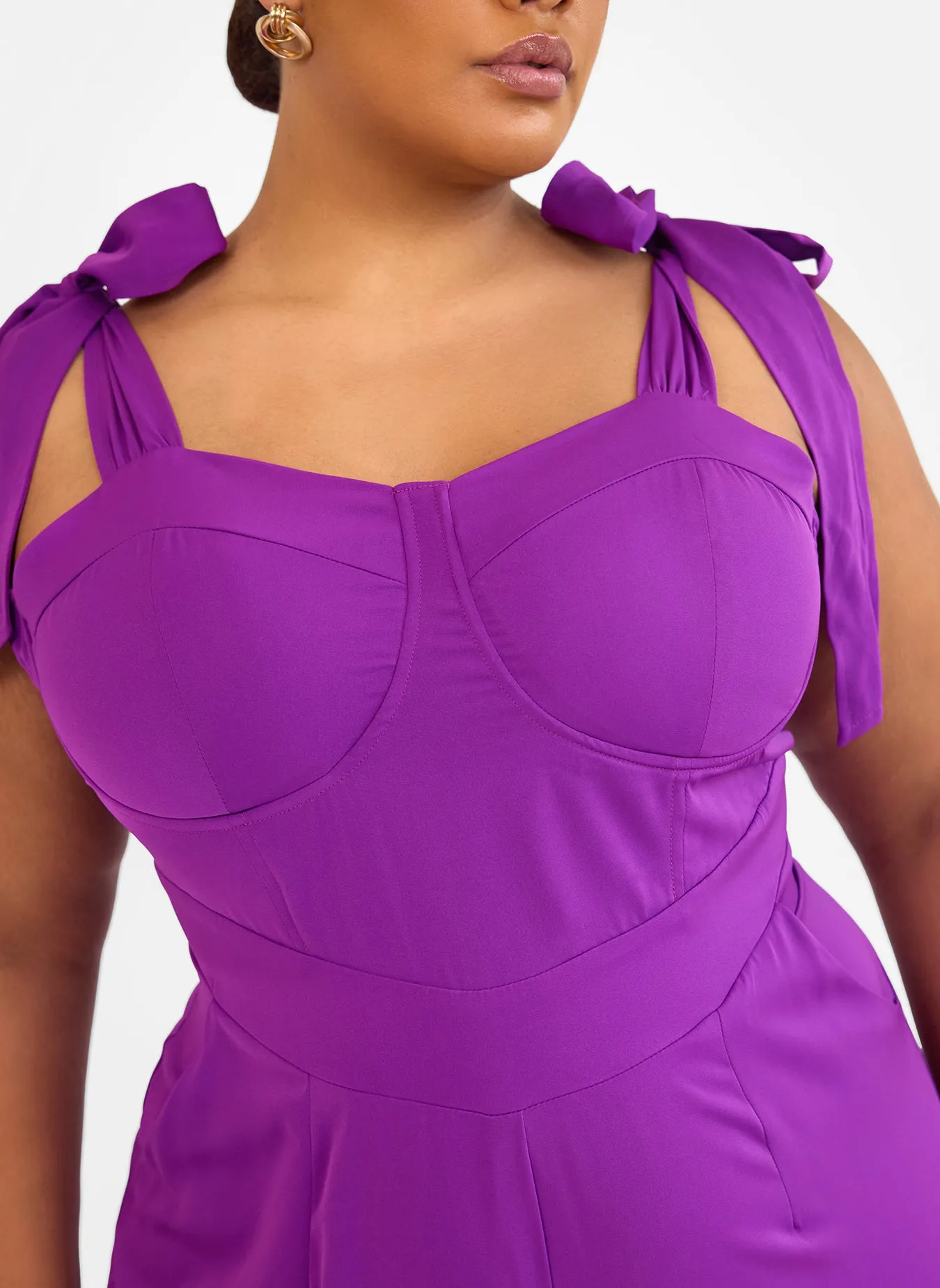 Selma Tie Strap Corset Wide Leg Jumpsuit - Purple sold by Rebdolls product image thumbnail 3