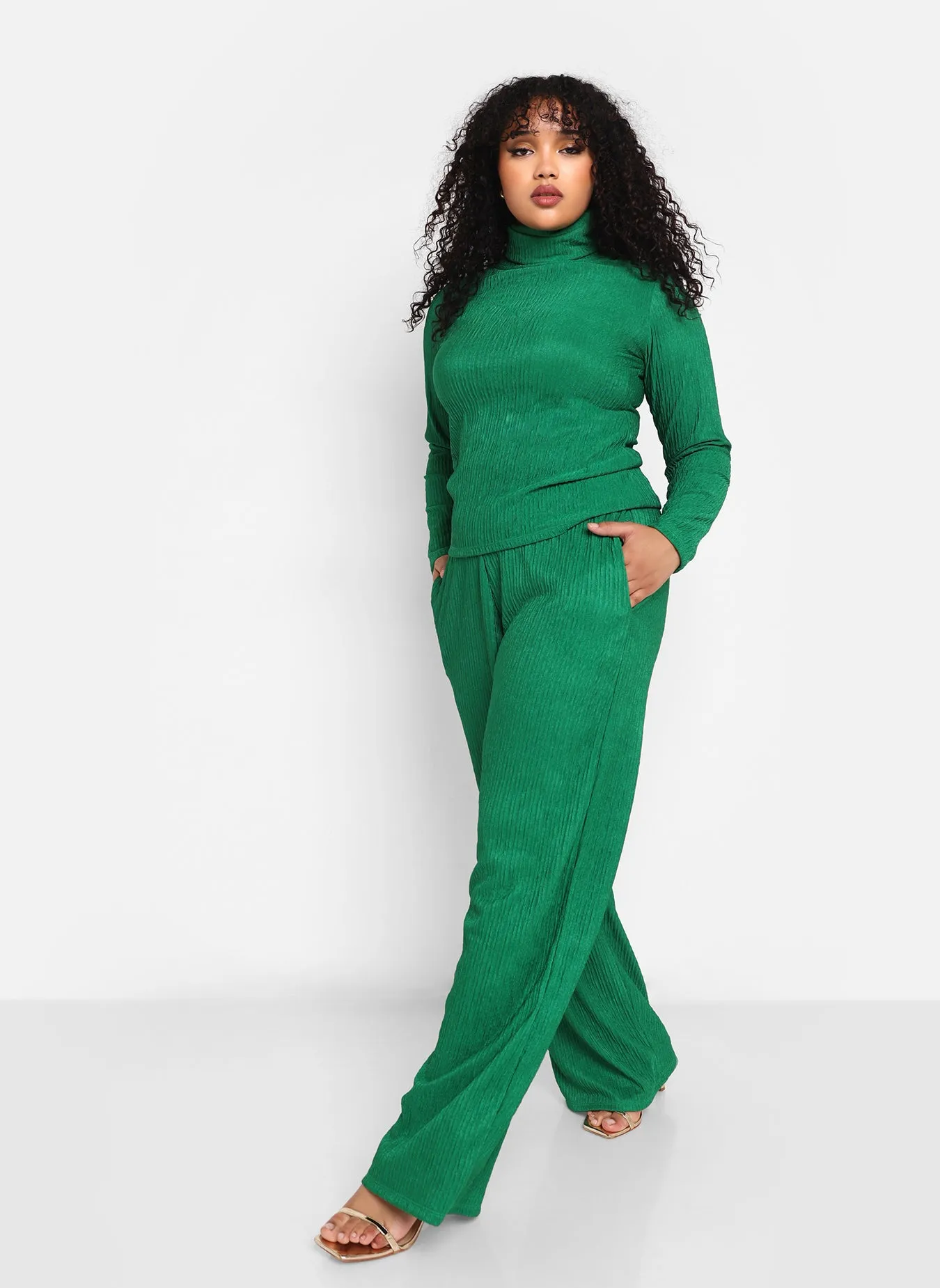 Abby Textured Turtleneck Full Length Top - Forest Green sold by Rebdolls product image thumbnail 2