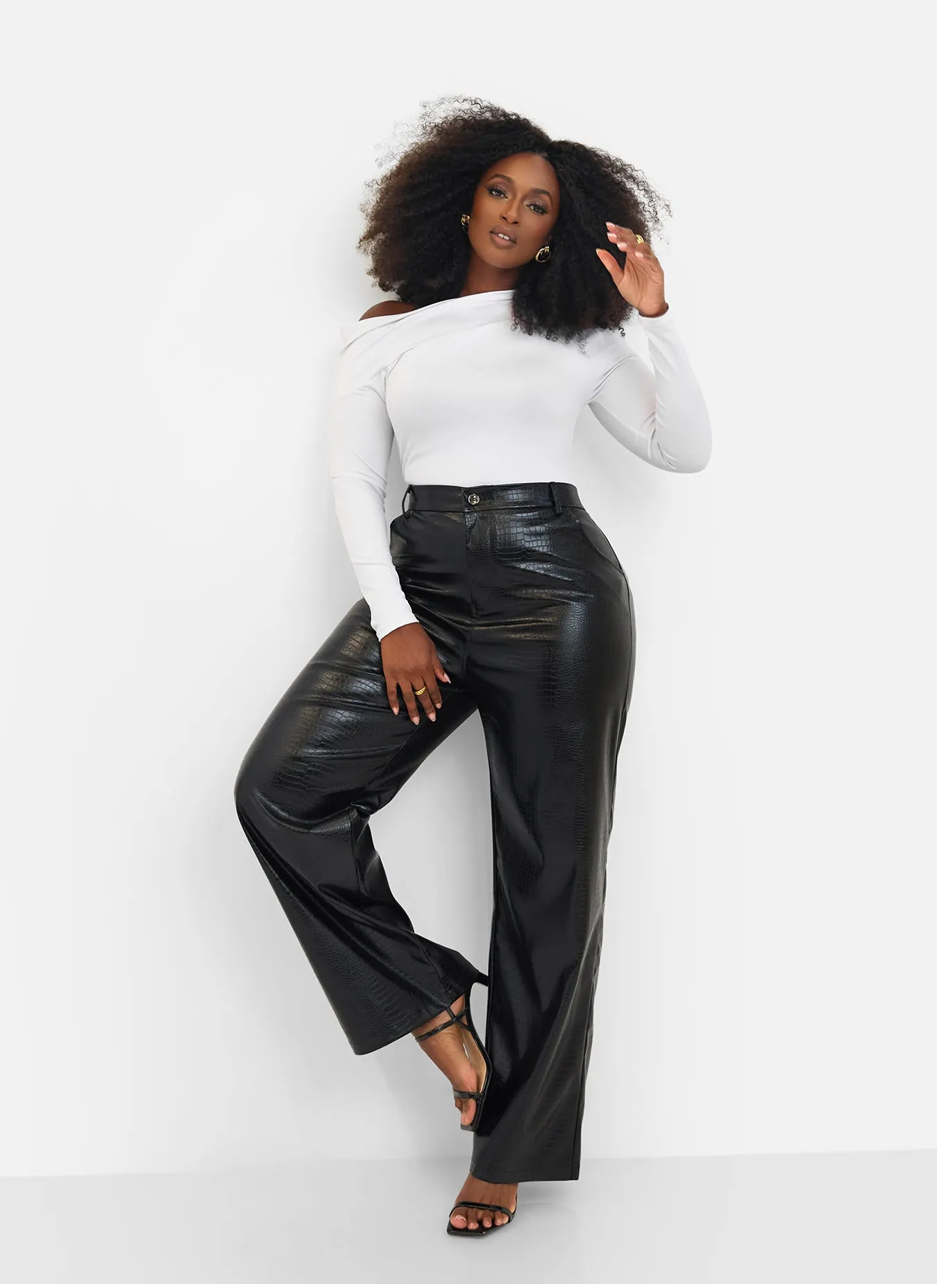 Rumi Vegan Leather Croc Wide Leg Pants sold by Rebdolls product image thumbnail 5