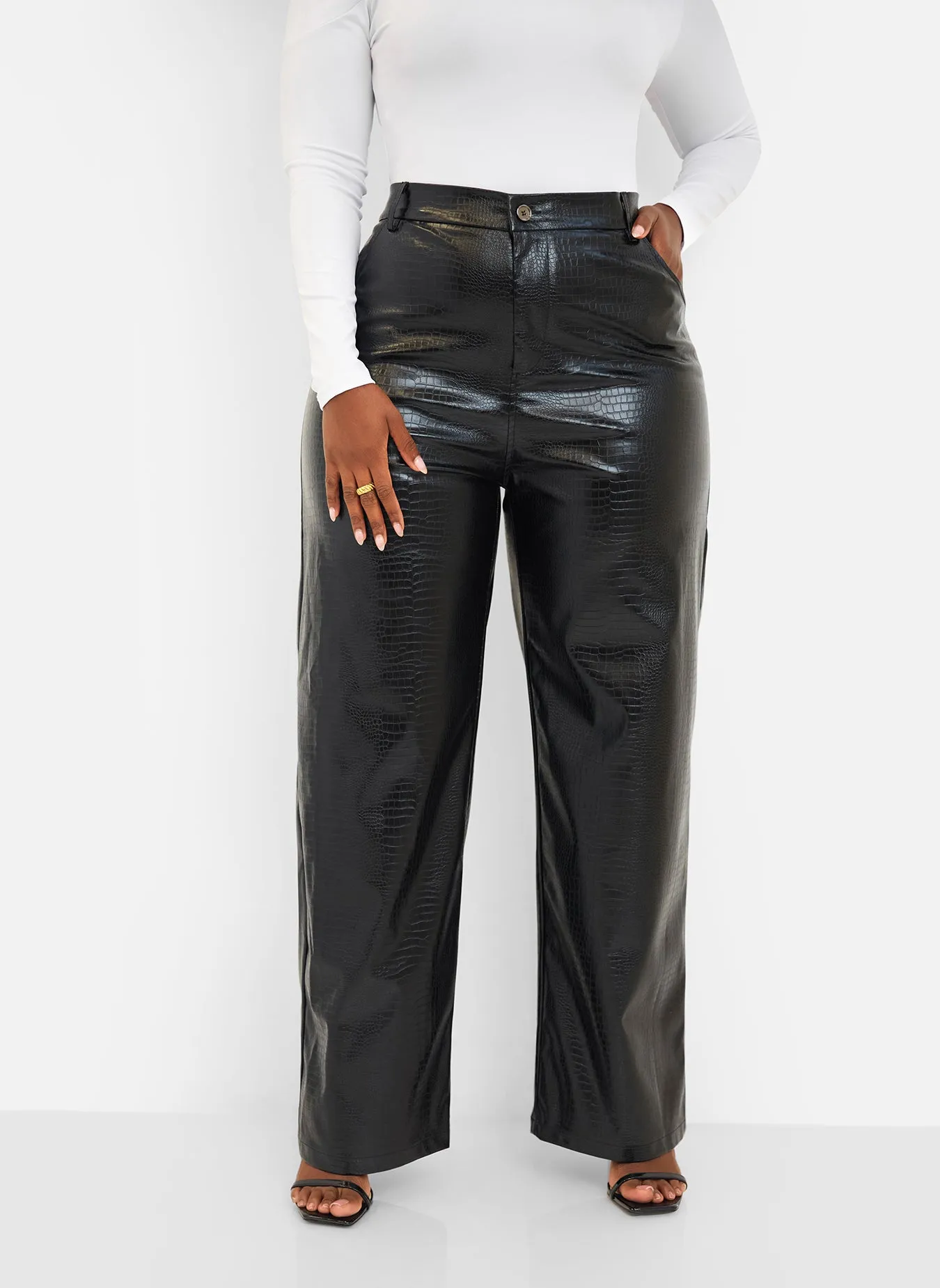 Rumi Vegan Leather Croc Wide Leg Pants sold by Rebdolls product image thumbnail 4