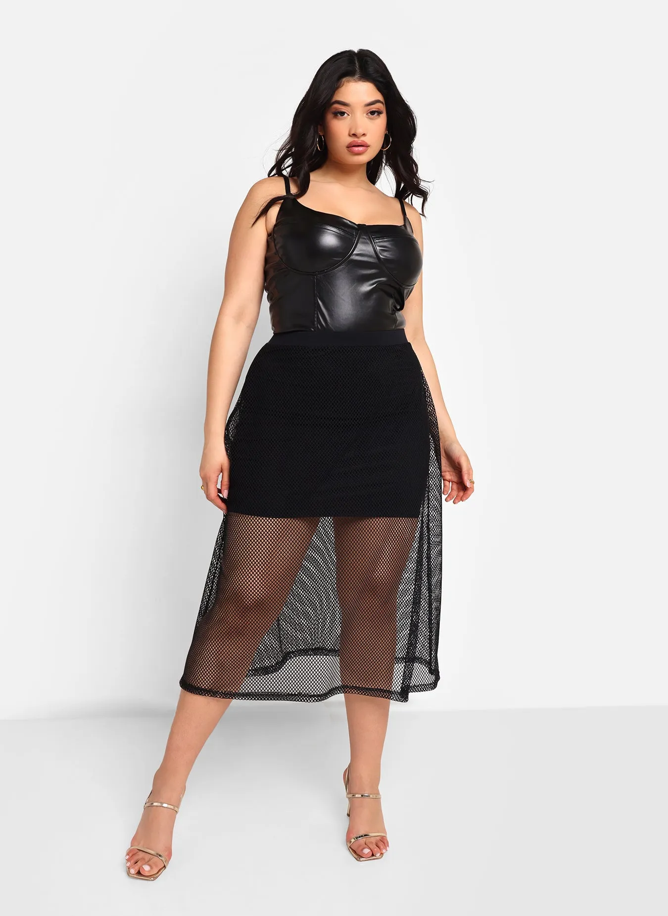 Moira Mesh Overlay Midi A Line Skirt sold by Rebdolls product image thumbnail 2