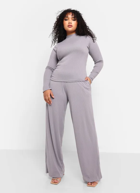 Jaymie Ribbed Wide Leg Pants W. Pockets sold by Rebdolls
