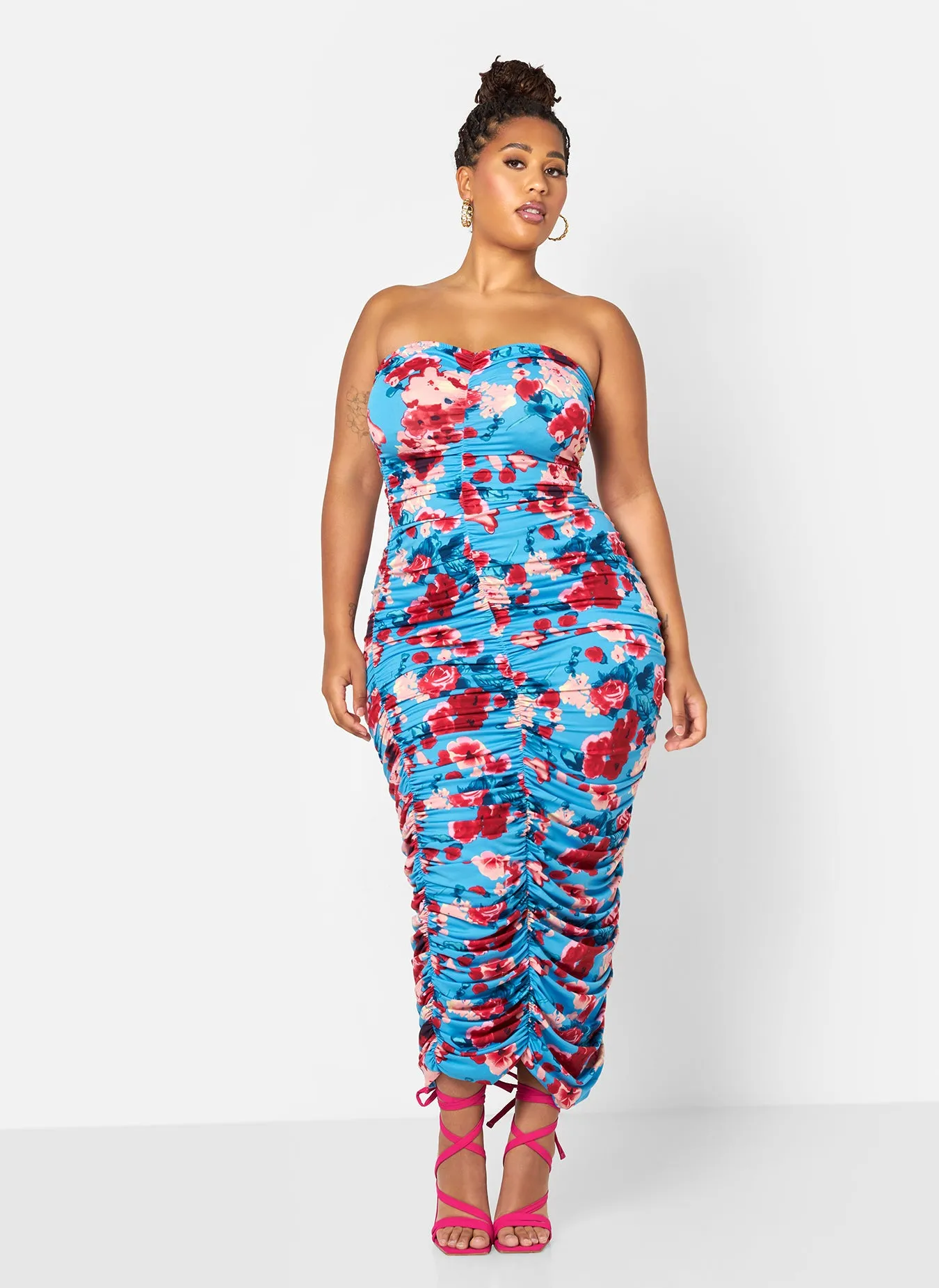 Gianna Floral Ruched Bodycon Maxi Dress sold by Rebdolls product image thumbnail 4