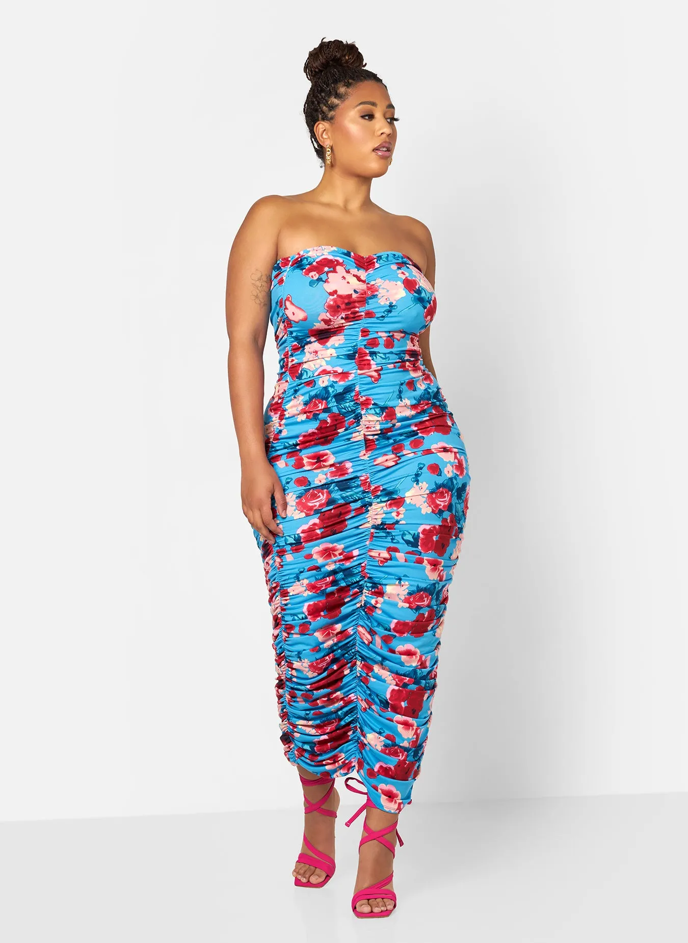 Gianna Floral Ruched Bodycon Maxi Dress sold by Rebdolls product image thumbnail 2