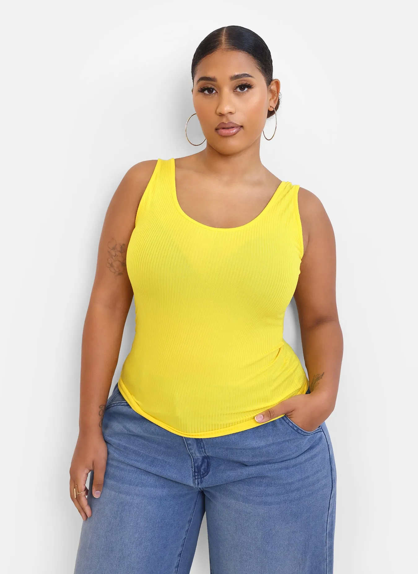 Essential Ribbed Tank Top - Yellow sold by Rebdolls