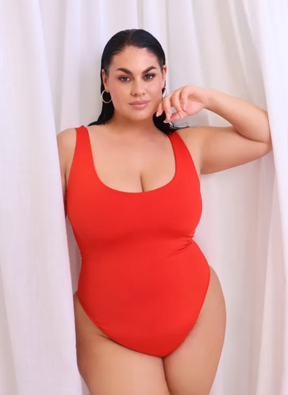 Essential Tank Swimsuit - Red sold by Rebdolls