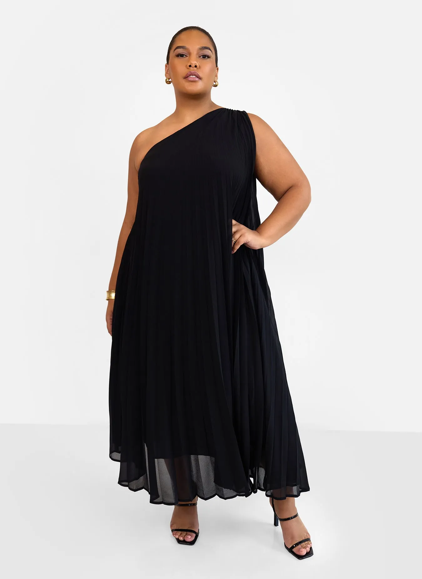 Desiree Chiffon Pleated One Shoulder Maxi Shift Dress sold by Rebdolls product image thumbnail 2
