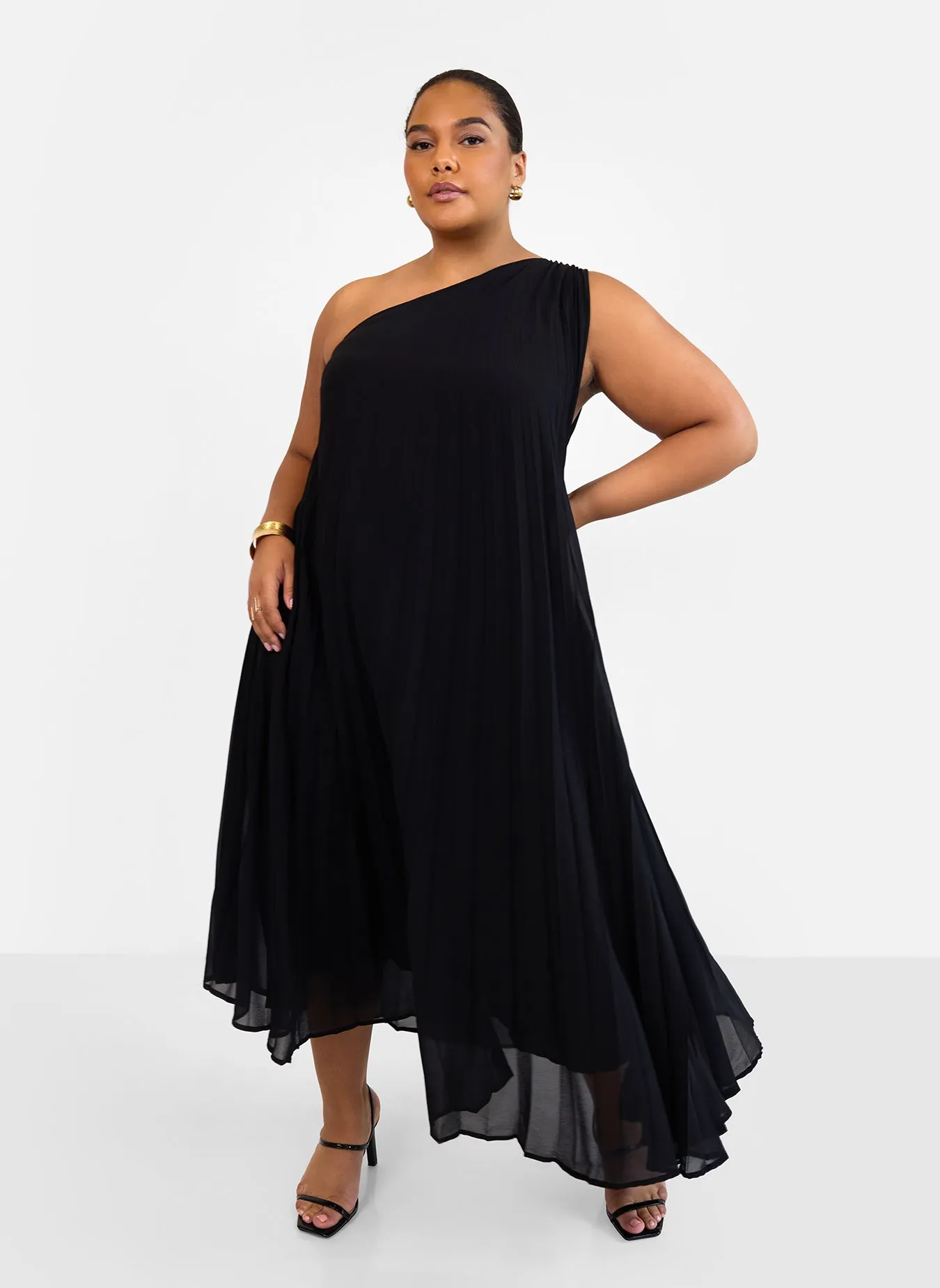 Desiree Chiffon Pleated One Shoulder Maxi Shift Dress sold by Rebdolls product image thumbnail 3